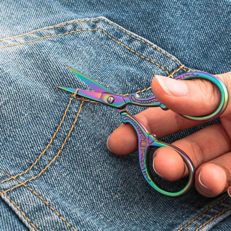 Asdirne Embroidery Scissors, Stainless Steel Sharp Tip Scissors, DIY Tools for Embroidery, Craft, Needle Work, Art Work & Everyday Use, 2 Pcs, 4.7"/5.3", Colourful - Image 4